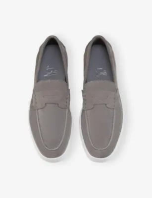 CHRISTIAN LOUBOUTIN The Harold I Flat Suede Boat Shoes - EUR 44 / 10 UK MEN in PHANTOM GREY, additional product view 3