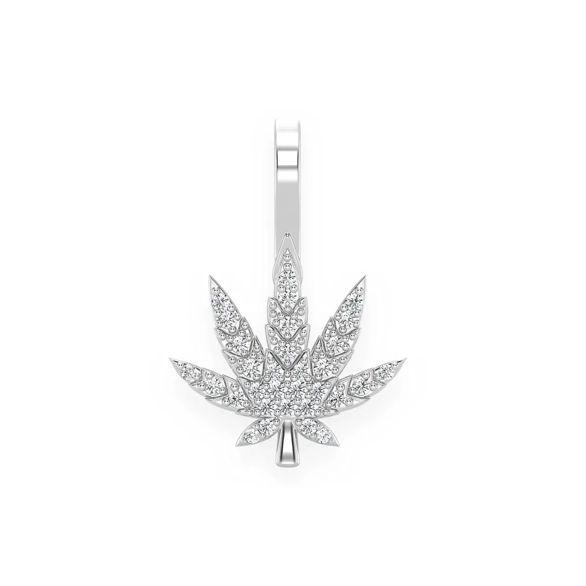 For Him Cannabis Leaf Diamond Pendant in 0.15ctw / White Gold – Pendant