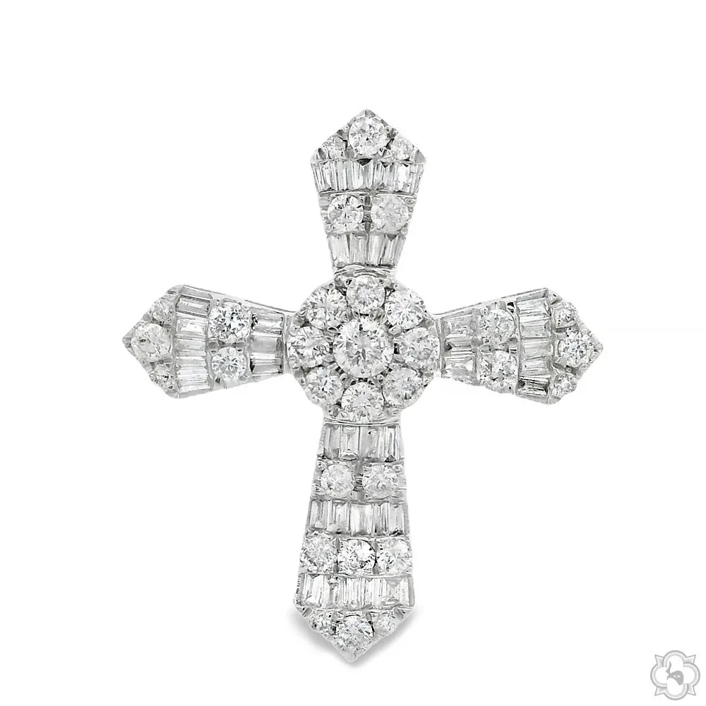 ANNA - CONSCIOUS DIAMONDS Baguette Diamond Cross 68629 in White Gold – Pendant