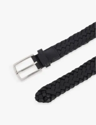 BOTTEGA VENETA Braided brand-debossed leather belt - 34 detail 2