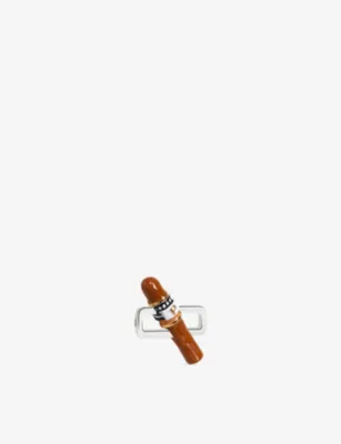 POUBEL Cigar Sterling-Silver and Enamel Charm in SILVER, additional product view 3