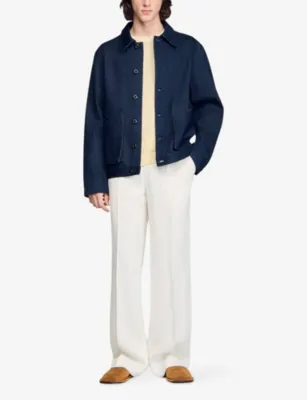 SANDRO Collared Patch-Pocket Denim Worker Jacket detail 2