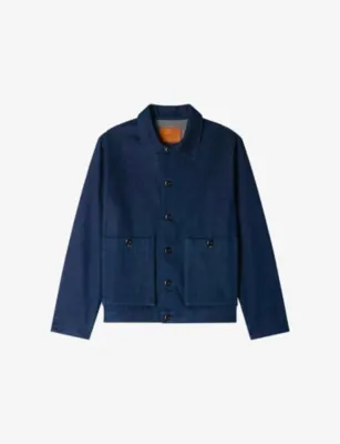 SANDRO Collared Patch-Pocket Denim Worker Jacket