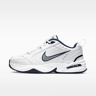 Nike Air Monarch IV Men's Workout Shoes - White/Metallic Silver