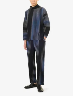 HOMME PLISSE ISSEY MIYAKE Blend Of Lights Knitted Top in 72-blue, additional product view 2