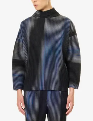 HOMME PLISSE ISSEY MIYAKE Blend Of Lights Knitted Top in 72-blue, additional product view 3