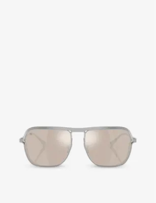 FERRARI FH1014T Square-Frame Metal Sunglasses in SILVER – Mens | Sunglasses | Square