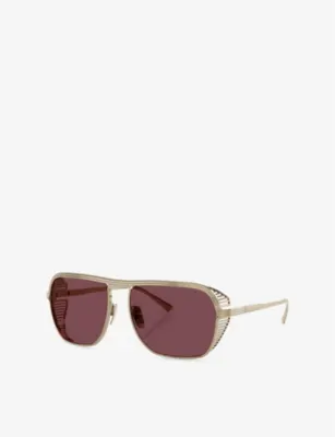 FERRARI FH1014T Square-Frame Metal Sunglasses in GOLD, additional product view 2