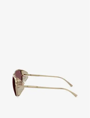 FERRARI FH1014T Square-Frame Metal Sunglasses in GOLD, additional product view 3