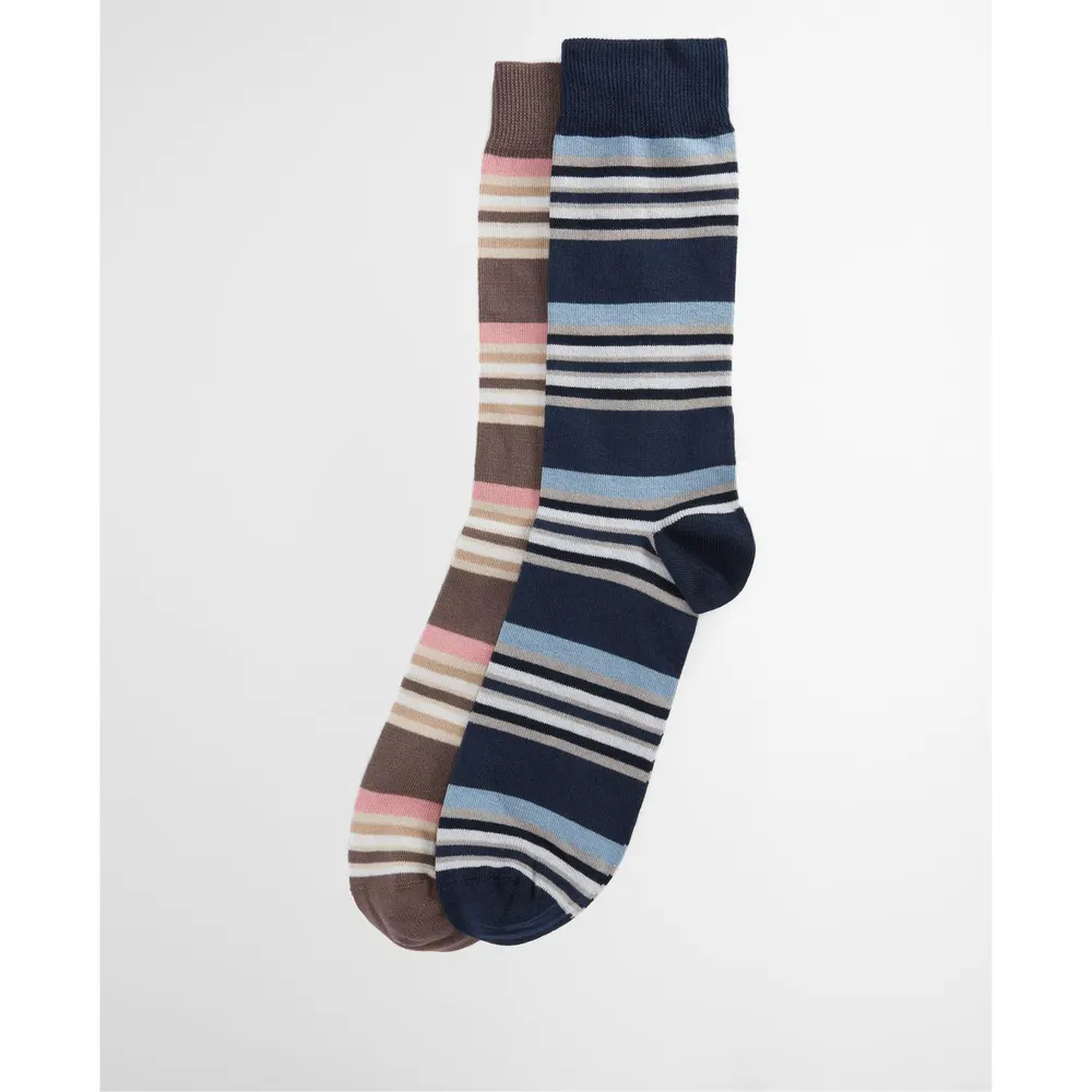 Barbour Mens Summer Stripe 2-Pack Socks