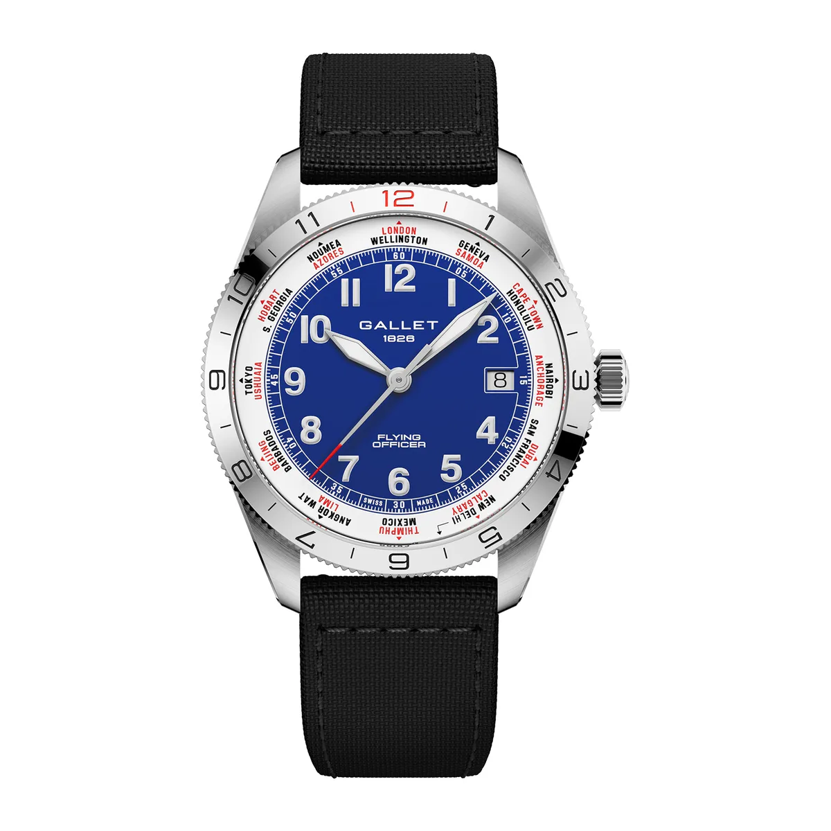 Gallet Flying Officer Automatic 40mm Unisex Watch Blue Dial Fabric