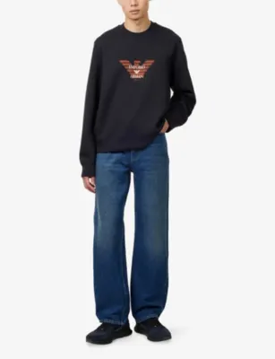 EMPORIO ARMANI Crewneck Logo-Print Cotton Sweatshirt detail 2
