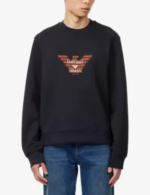 EMPORIO ARMANI Crewneck Logo-Print Cotton Sweatshirt detail 3