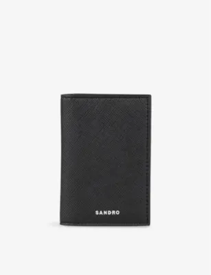 SANDRO Logo-Embossed Reconstituted Faux Leather Card Holder - Noir / Gris - 1SIZE detail 2