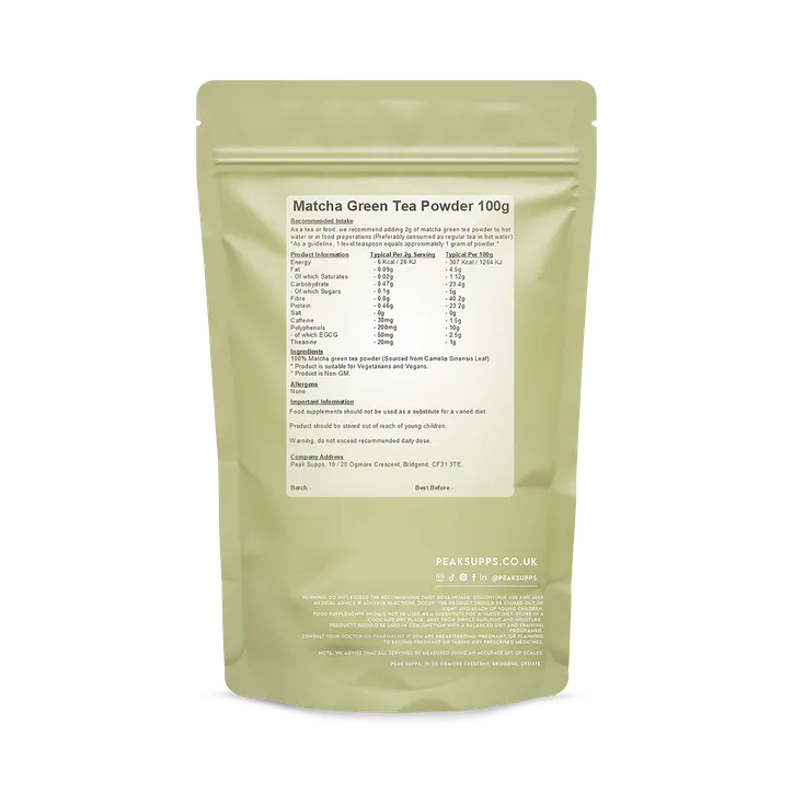 Peak Supps Matcha Green Tea Powder 100g detail 2