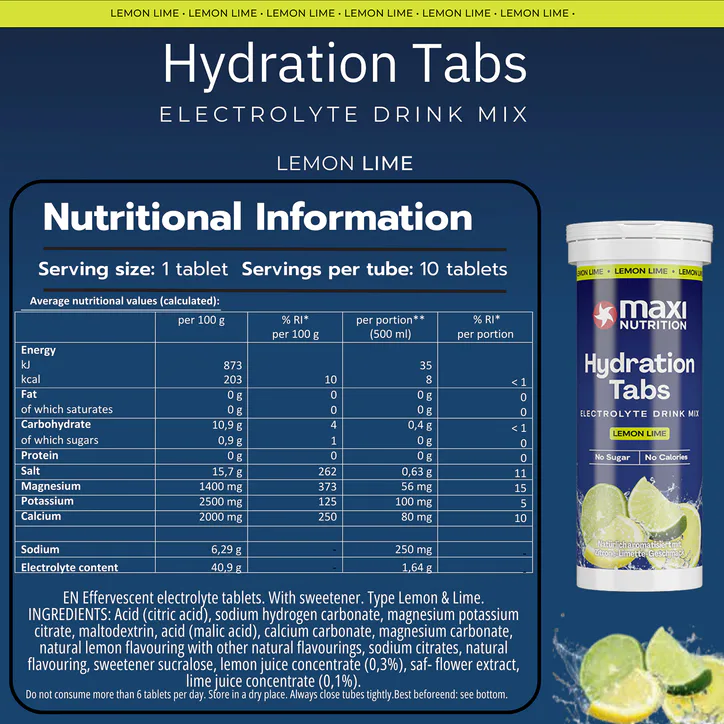 Maxi Nutrition MaxiNutrition Hydration tabs, Lemon Lime, Zero Sugar 6 x10 Tablets (6 Pack) detail 2