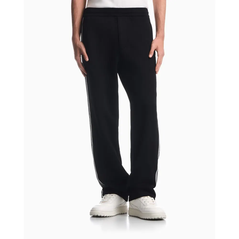 Emporio Armani Men's Open Hem Fleece Striped Joggers