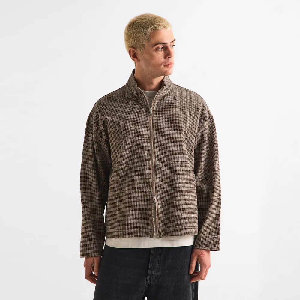MKI MIYUKI ZOKU Men's Check Track Overshirt detail 3