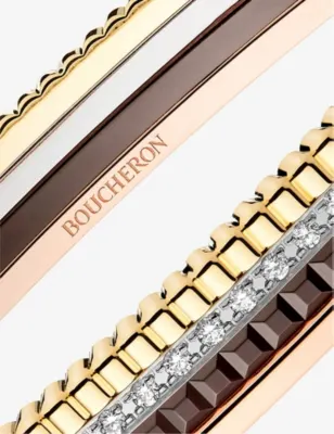 BOUCHERON Quatre Classique small PVD-coated 18ct yellow, white and pink gold and 0.78ct brilliant-cut diamond bangle - 17CM detail 2