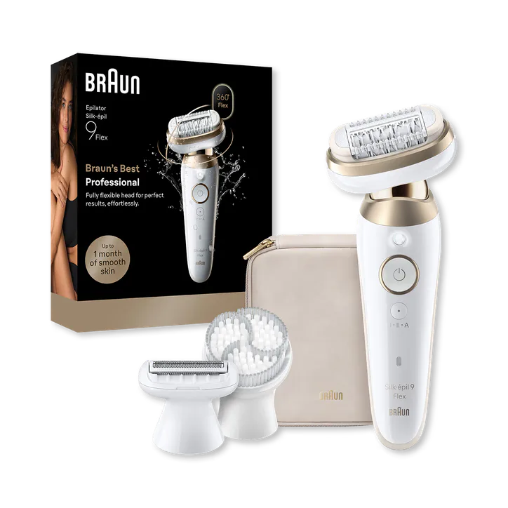 BRAUN Silk·épil 9 Flex, Wet & Dry Epilator, Lasting Smooth Skin, 9-060 3D, Gold