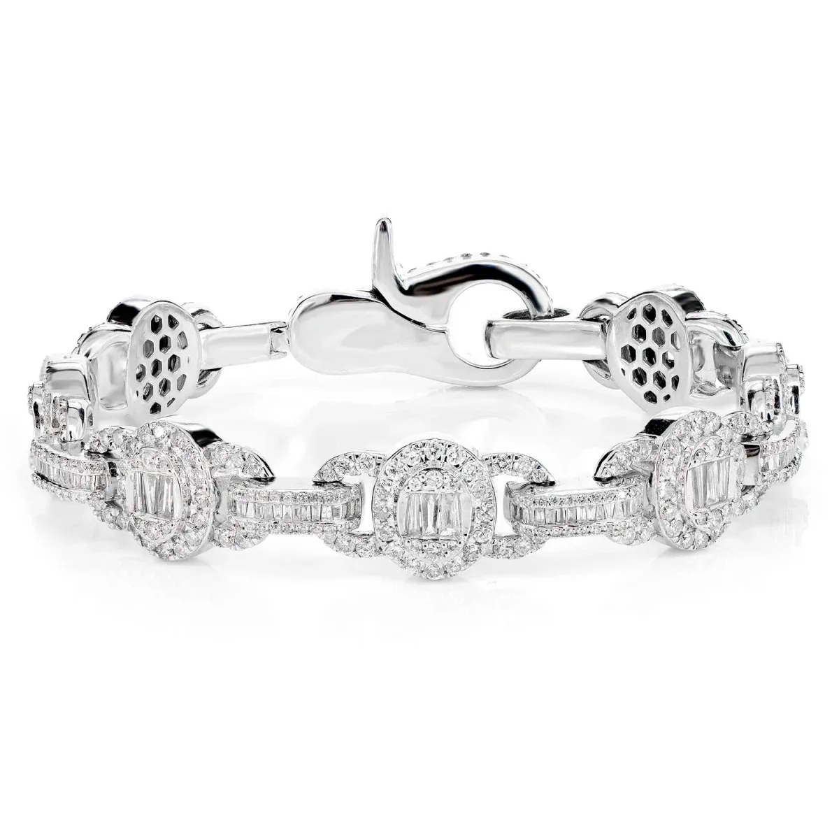 For Him Oval Frame Baguette and Round Diamond Bracelet