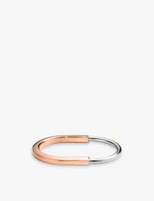TIFFANY & CO Lock 18ct rose and white-gold bangle bracelet - L
