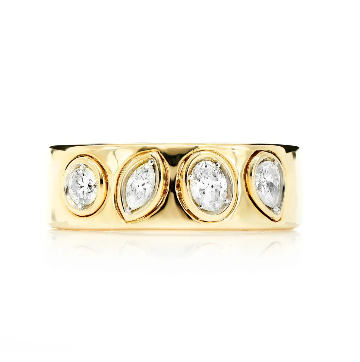 For Him Alternating Multi-Shape Bezel Ring in Rose Gold / Natural Diamond – Ring