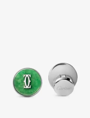 CARTIER Double C de Cartier Sterling-Silver and Aventurine Cufflinks