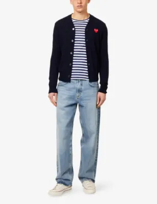 COMME DES GARCONS PLAY Cdg Knit Cardigan in NAVY, additional product view 2