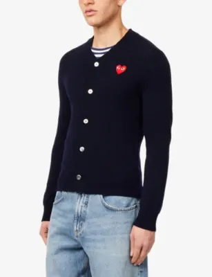 COMME DES GARCONS PLAY Cdg Knit Cardigan in NAVY, additional product view 3