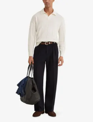 REISS Compton Square-Knit Wool Jumper in WHITE, additional product view 2