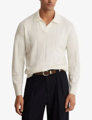 REISS Compton Square-Knit Wool Jumper in WHITE, additional product view 3