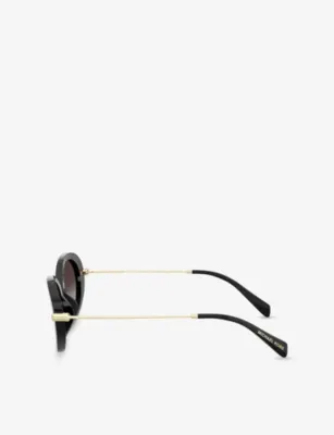 MICHAEL KORS MK2245U Rockaway Round-Frame Acetate Sunglasses in BLACK, additional product view 3