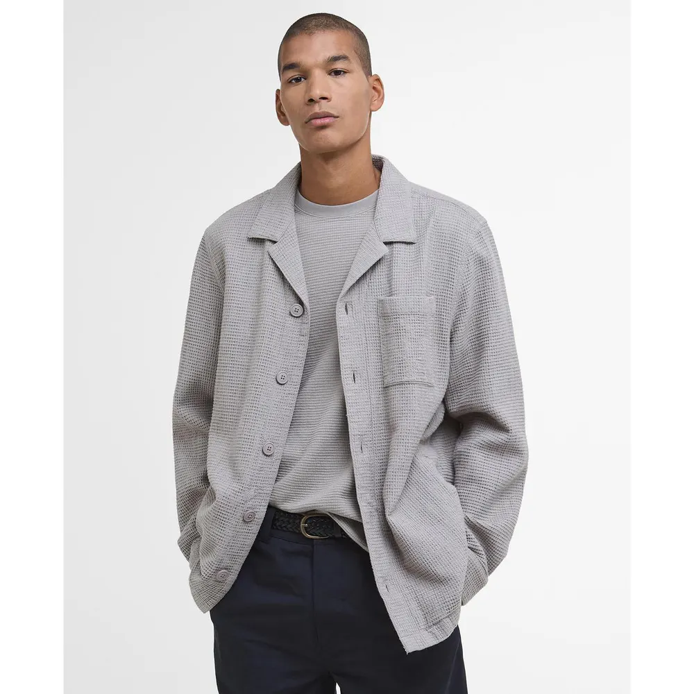 Barbour Men's B.Li Waffle Overshirt in Concrete GY35, additional product view 2