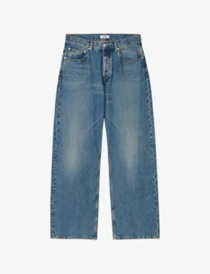 SANDRO Faded-wash straight-leg relaxed-fit jeans - BLEUS
