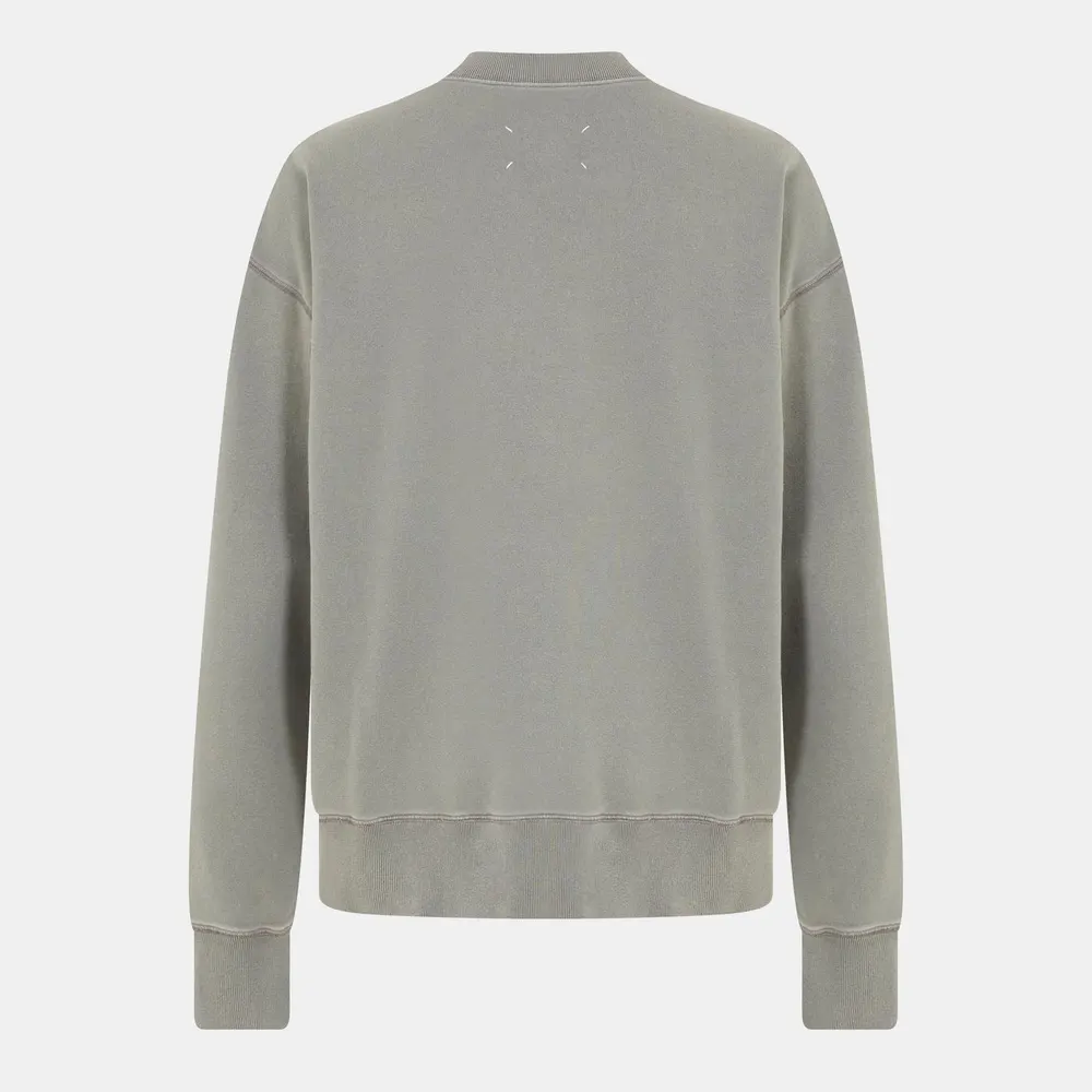 Maison Margiela Men's Quarter Zip Fleece Top in Vintage Grey, additional product view 2