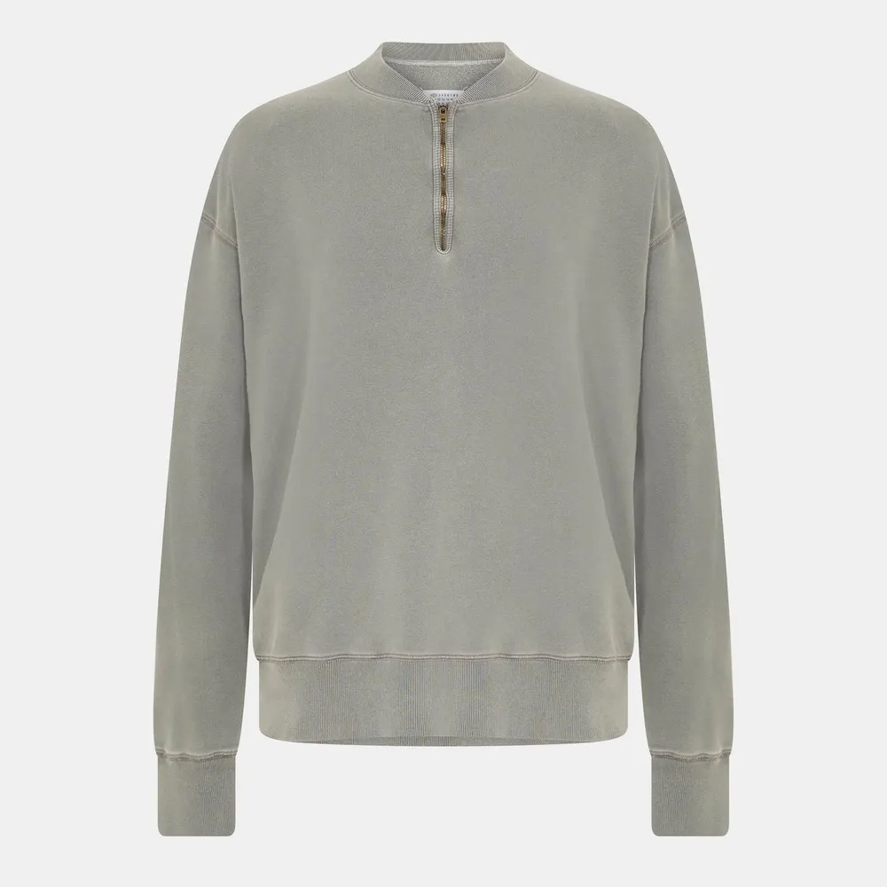 Maison Margiela Men's Quarter Zip Fleece Top in Vintage Grey – Clothing