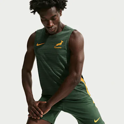Nike Springboks Men's Nike Training Singlet - Gorge Green/University Gold/University Gold