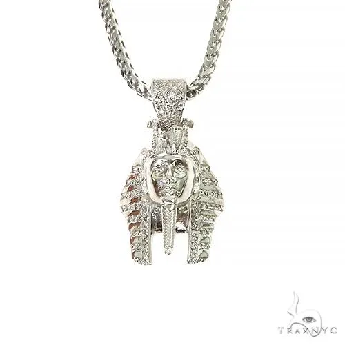 MARYAM - For Him SILVER .925 Silver Diamond King Tut Pendant Set With Franco Chain 67422 in 18 Inches – Pendant Set