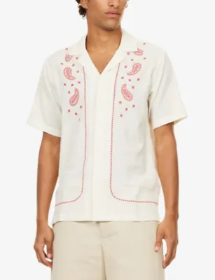 ORLEBAR BROWN Maitan Border Paisley Embroidery Cotton Shirt detail 3