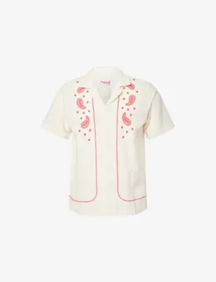 ORLEBAR BROWN Maitan Border Paisley Embroidery Cotton Shirt