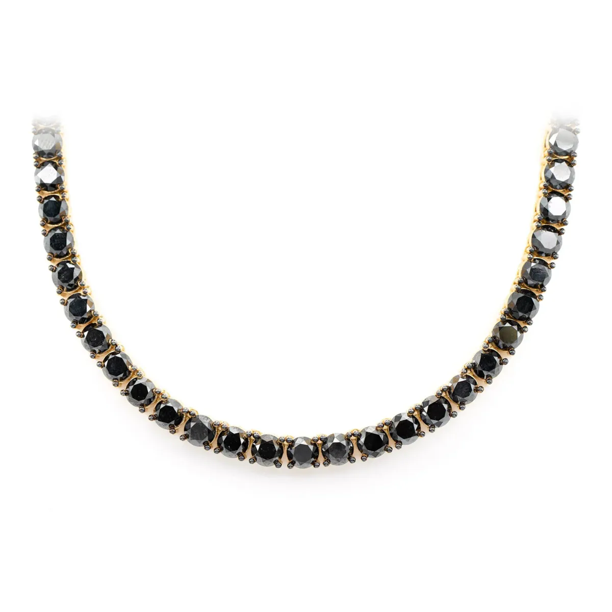 For Him Black Diamond Prong Set Tennis Necklace