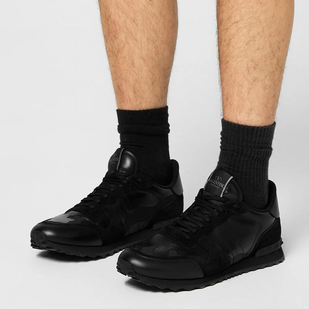 Valentino Garavani Rockstud Camouflage Sneaker in Nero, additional product view 3