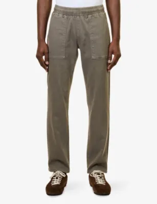 ARNE Carpenter Elasticated-Waist Denim Trousers in DARK OLIVE, additional product view 3