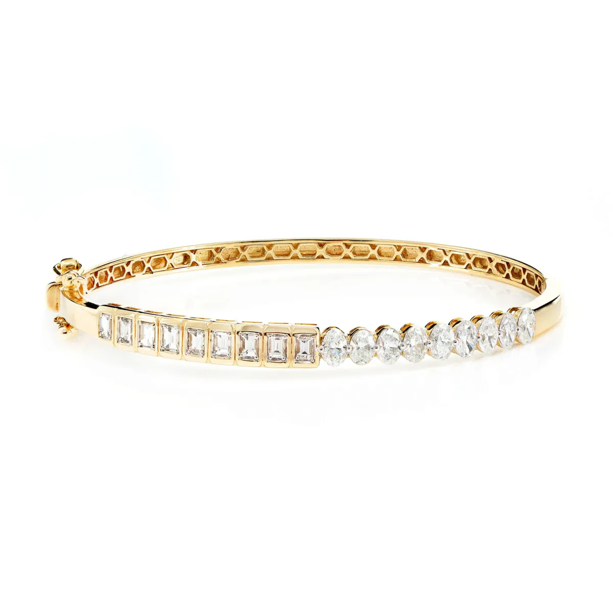 For Him Bezel Baguette & Oval Diamond Bangle Bracelet in Rose Gold / Extra Large / Lab Grown Diamond – Bracelet