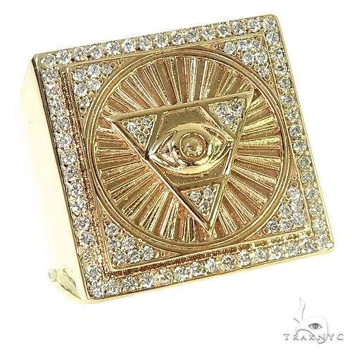 RINA - For Him CUSTOM 14K Gold Pyramid Evil Eye For Him Ring 66368 in Rose Gold / 8.5 – Ring