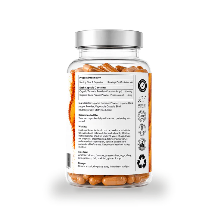 Honest Roots Organic Turmeric with Black Pepper Capsules 120 Capsules, additional product view 2