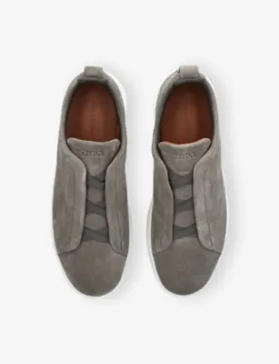 ZEGNA Triple Stitch™ Suede Trainers - EUR 41.5 / 7.5 UK MEN in GUNMETAL, additional product view 2