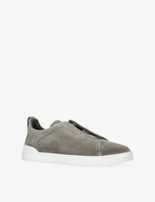ZEGNA Triple Stitch™ Suede Trainers - EUR 41.5 / 7.5 UK MEN in GUNMETAL, additional product view 3