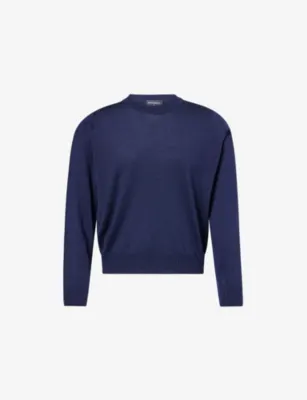 JOHN SMEDLEY x Bill Nighy Crewneck Cashmere-Silk Jumper - Royal Navy/ryn detail 2